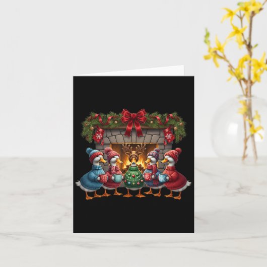 Santa Goose Merry Goosmas Xmas Goose Christmas Kaart (Gele Bloem)