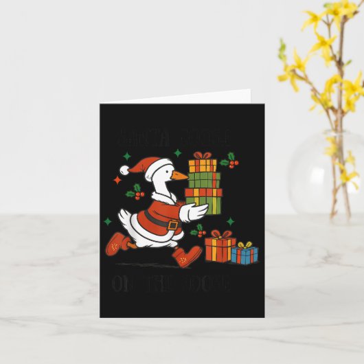 Santa Goose On The Loose Merry Goosemas Christmas  Kaart (Gele Bloem)