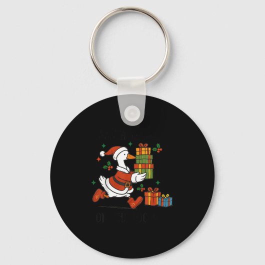 Santa Goose On The Loose Merry Goosemas Christmas  Sleutelhanger (Voorkant)