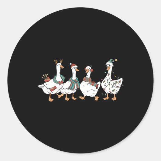 Santa Goose op de losse vrolijke Goosemas Kerstmis Ronde Sticker (Voorkant)