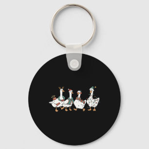 Santa Goose op de losse vrolijke Goosemas Kerstmis Sleutelhanger