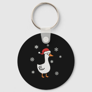 Santa Goose op de losse vrolijke Goosemas Kerstmis Sleutelhanger
