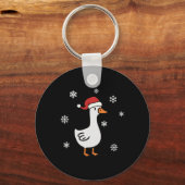 Santa Goose op de losse vrolijke Goosemas Kerstmis Sleutelhanger (Voorkant)