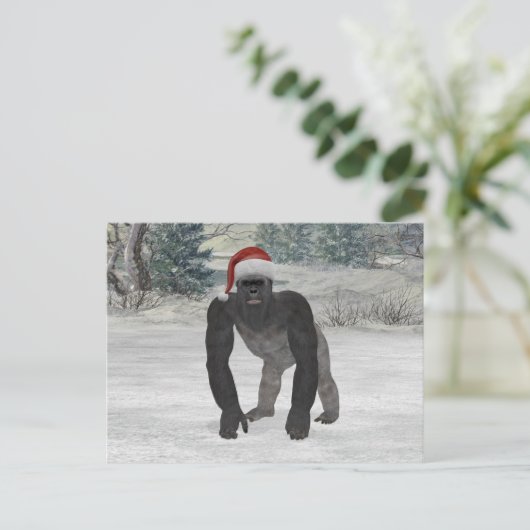 Santa Gorilla Briefkaart (Staand voorkant)