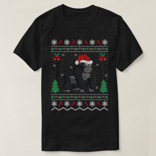 Santa Gorilla Dierenvriend Xmas Gift Ugly Gorilla T-shirt (Design voorkant)