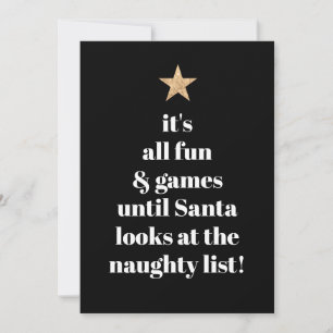 Santa Gouden Ster Moderne Boom Lettertype Grappige Feestdagenkaart