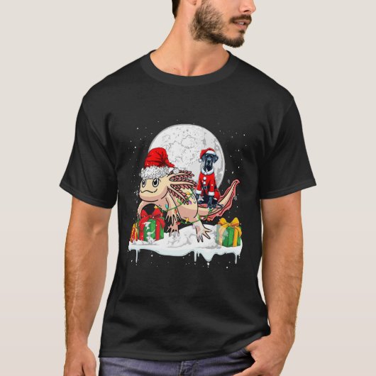 Santa Great Dane Riding Axolotl Christmas Owner Ki T-shirt (Voorkant)