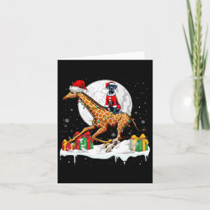 Santa Great Dane Riding Giraffe Kerstman Eigenaar Kaart