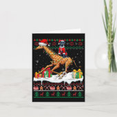 Santa Great Dane Riding Giraffe Kersttrui Kaart (Voorkant)