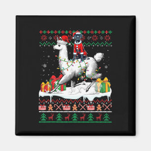 Santa Great Dane Riding Llama Kersttrui Lo Magneet