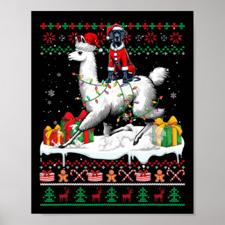 Santa Great Dane Riding Llama Kersttrui Lo Poster