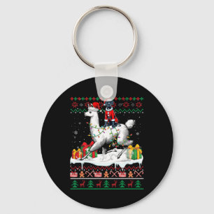Santa Great Dane Riding Llama Kersttrui Lo Sleutelhanger
