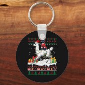 Santa Great Dane Riding Llama Kersttrui Lo Sleutelhanger (Voorkant)