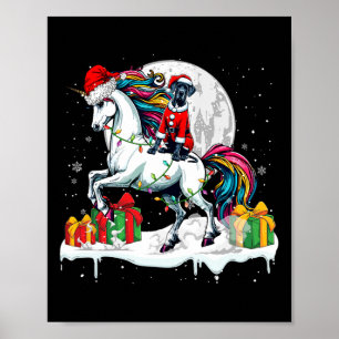 Santa Great Dane Rijden Eenhoorn Kerst Eigenaar Ki Poster