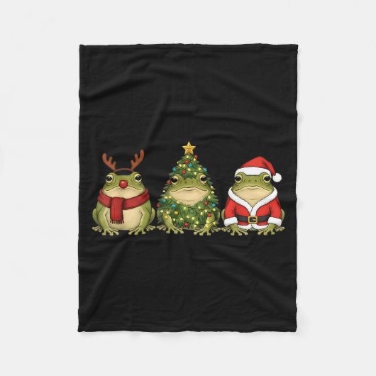 Santa Green Frog Christmas Tree Frog Lover Animal  Fleece Deken (Voorkant)
