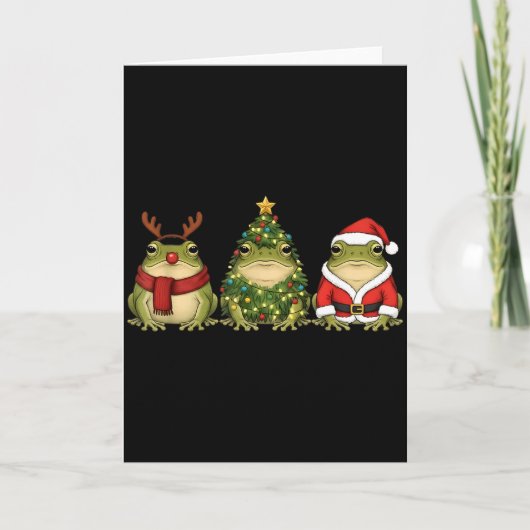 Santa Green Frog Christmas Tree Frog Lover Animal Kaart (Voorkant)