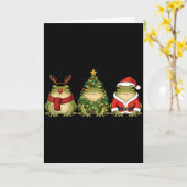 Santa Green Frog Christmas Tree Frog Lover Animal Kaart (Gele Bloem)
