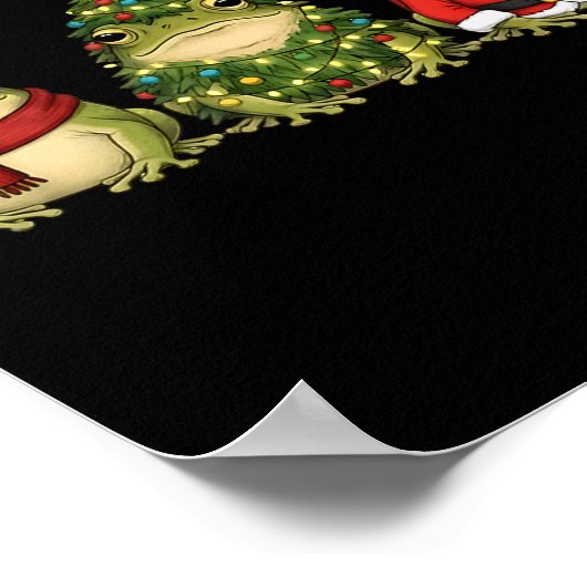 Santa Green Frog Christmas Tree Frog Lover Animal  Poster (Hoek)