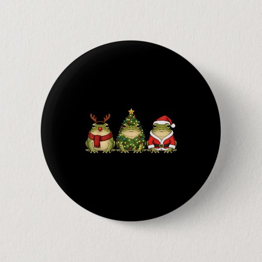 Santa Green Frog Christmas Tree Frog Lover Animal Ronde Button 5,7 Cm (Voorkant)