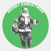 Santa Green Ronde Sticker (Voorkant)