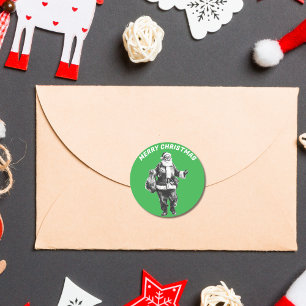 Santa Green Ronde Sticker