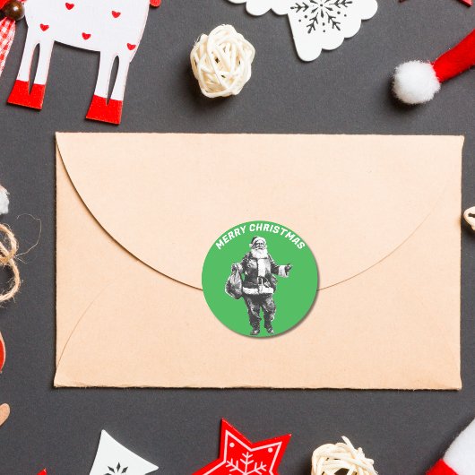 Santa Green Ronde Sticker