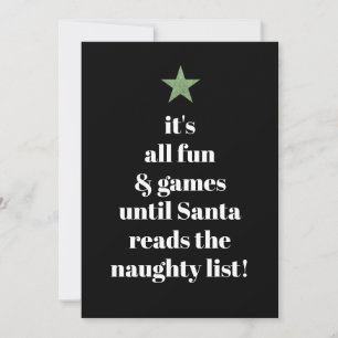 Santa Green Star Modern Tree Font Funny Quote Feestdagenkaart