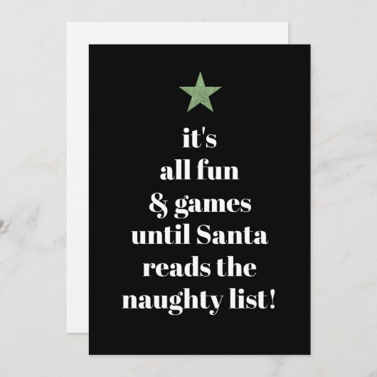 Santa Green Star Modern Tree Font Funny Quote Feestdagenkaart (Voorkant / Achterkant)