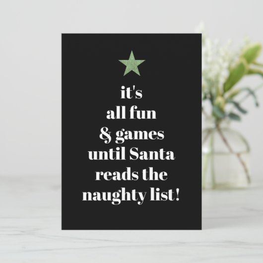Santa Green Star Modern Tree Font Funny Quote Feestdagenkaart (Staand voorkant)