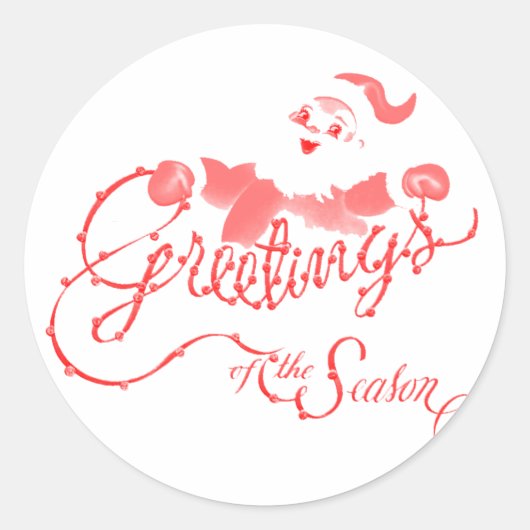  Santa Greetings Ronde Sticker (Voorkant)