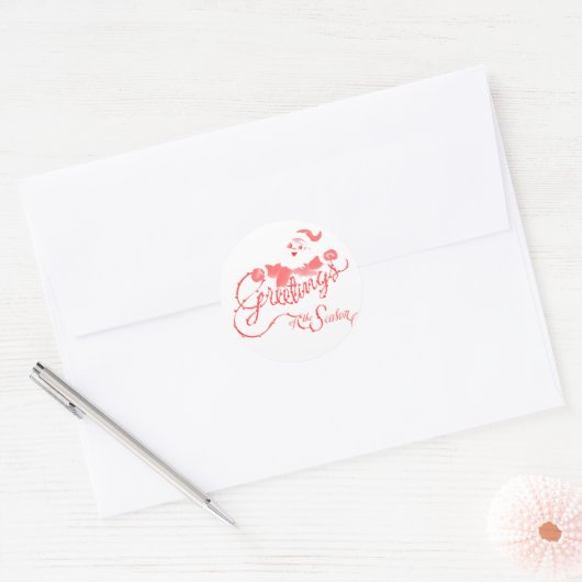  Santa Greetings Ronde Sticker (Envelop)
