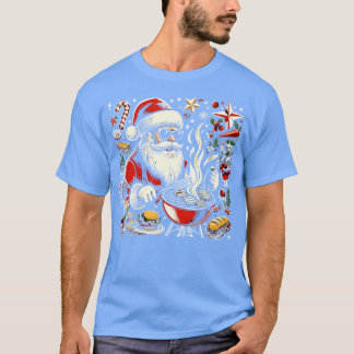 Santa grillen met zonnebril op omringd door Ch T-shirt
