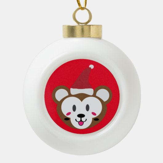 Santa Grizzly kerstbal Ball! Keramische Bal Ornament (Voorkant)