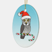 Santa Grote Grijze Uil Kerstmis Keramisch Ornament (Links)