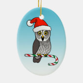 Santa Grote Grijze Uil Kerstmis Keramisch Ornament (Achterkant)