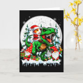 Santa Guinea G Riding T-rex Gnomes Christmas Trees Kaart (Gele Bloem)