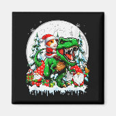Santa Guinea G Riding T-rex Gnomes Christmas Trees Magneet (Voorkant)