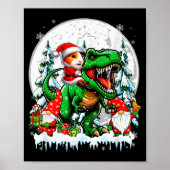 Santa Guinea G Riding T-rex Gnomes Christmas Trees Poster (Voorkant)
