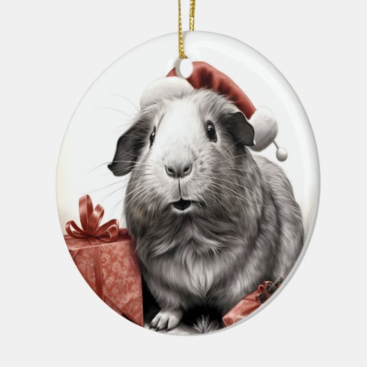 Santa Guinea Pig Christmas Keramisch Ornament (Links)