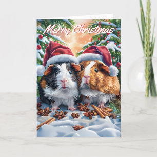 Santa Guinea Pigs Christmas Kaart