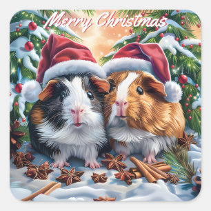 Santa Guinea Pigs Christmas Vierkante Sticker