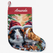 Santa Guinea Pigs Kleine Kerstsok (Voorkant)