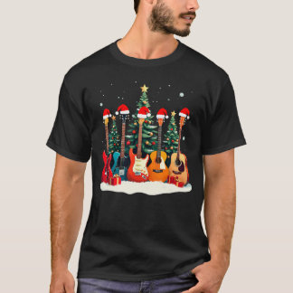 Santa Guitars Acoustic Bass Music Guitar Player Ch T-shirt
