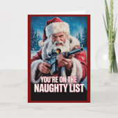 Santa Gun Naughty List Second Amendment Christmas Kaart (Voorkant)