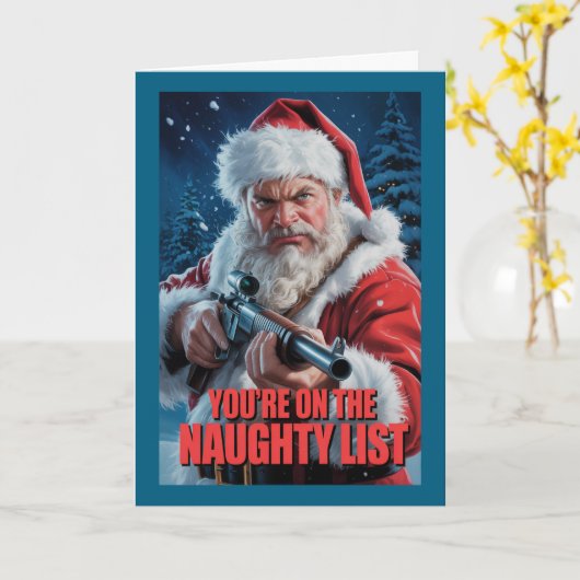 Santa Gun On The Naughty List Second Amendment Kaart (Gele Bloem)