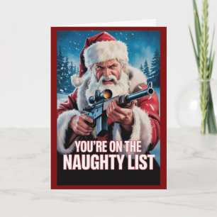 Santa Gun Stoute Lijst Tweede Amendement Kerstmis Kaart