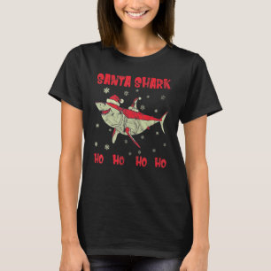 Santa Haai Ho Ho Ho Rode Haai Sneeuw Vis T-shirt