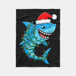 Santa haai kerstverlichting sharkmas boom xmas fleece deken