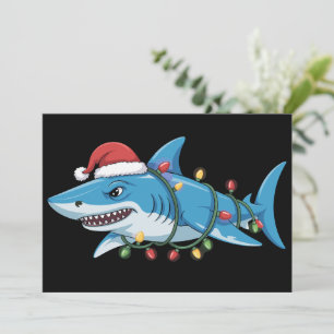Santa Haai Kerstverlichting Sharkmas Kerstboom Ker Kaart