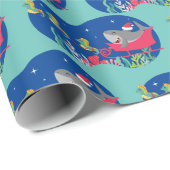 Santa haai rijden slee inpakpapier (Rol Hoek)